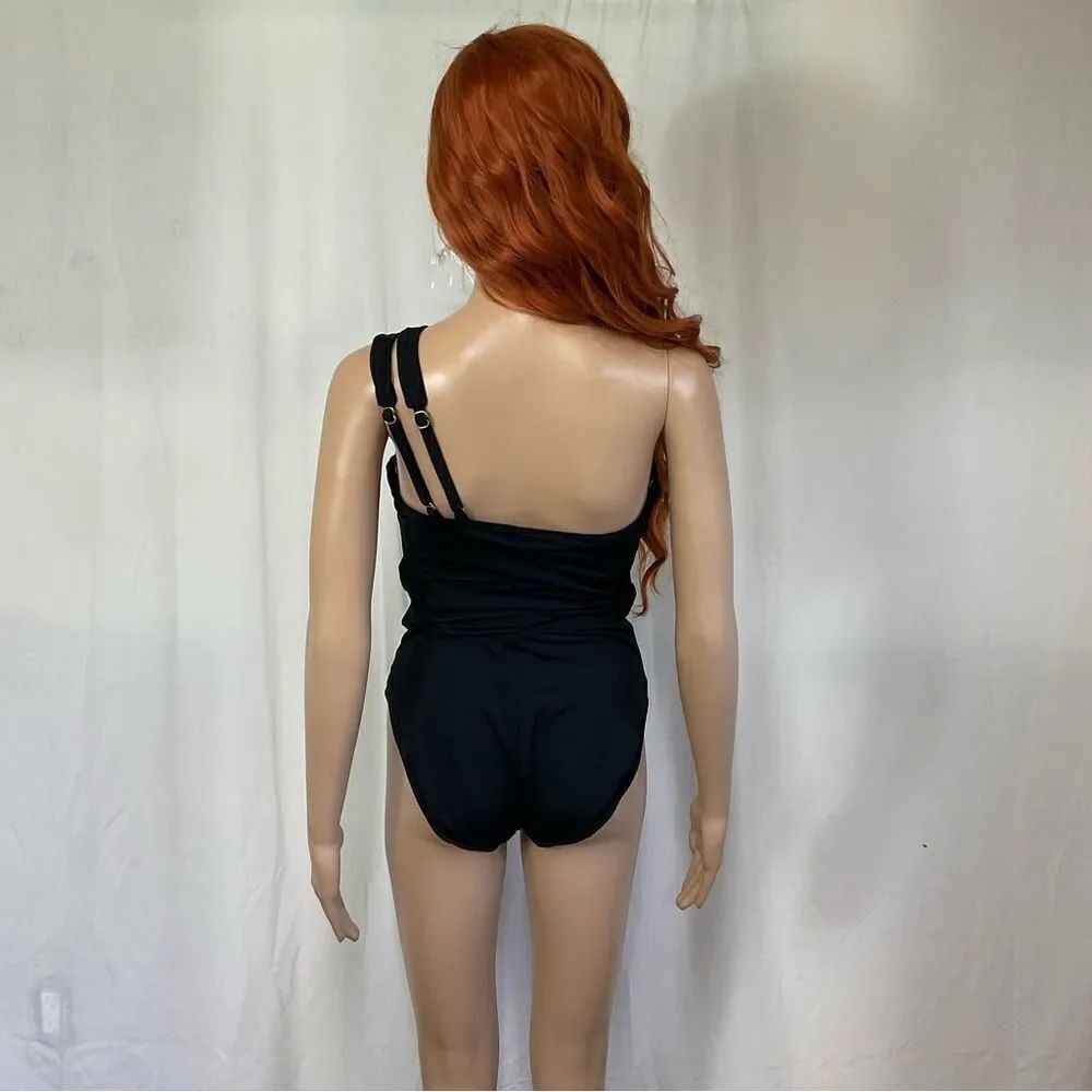 NEW SPANX Golden Touch black one shoulder one piece swimsuit 10 - Picture 9 of 13